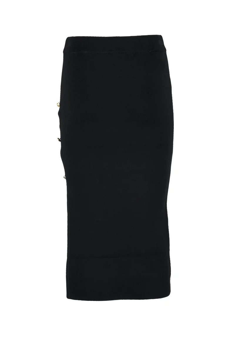 Black Knit Midi Skirt