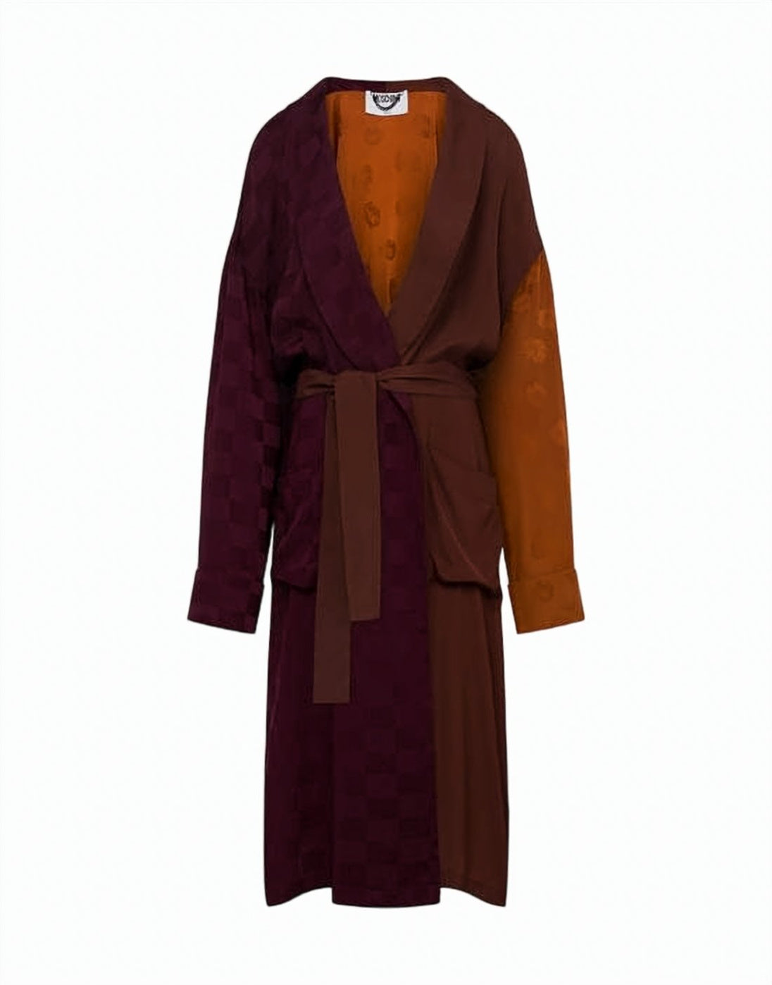 Patchwork Cardigan Coat with V-Neckline