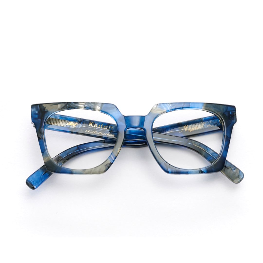 Maya Oversized Square Frame Sunglasses with Marbled Blue Pattern