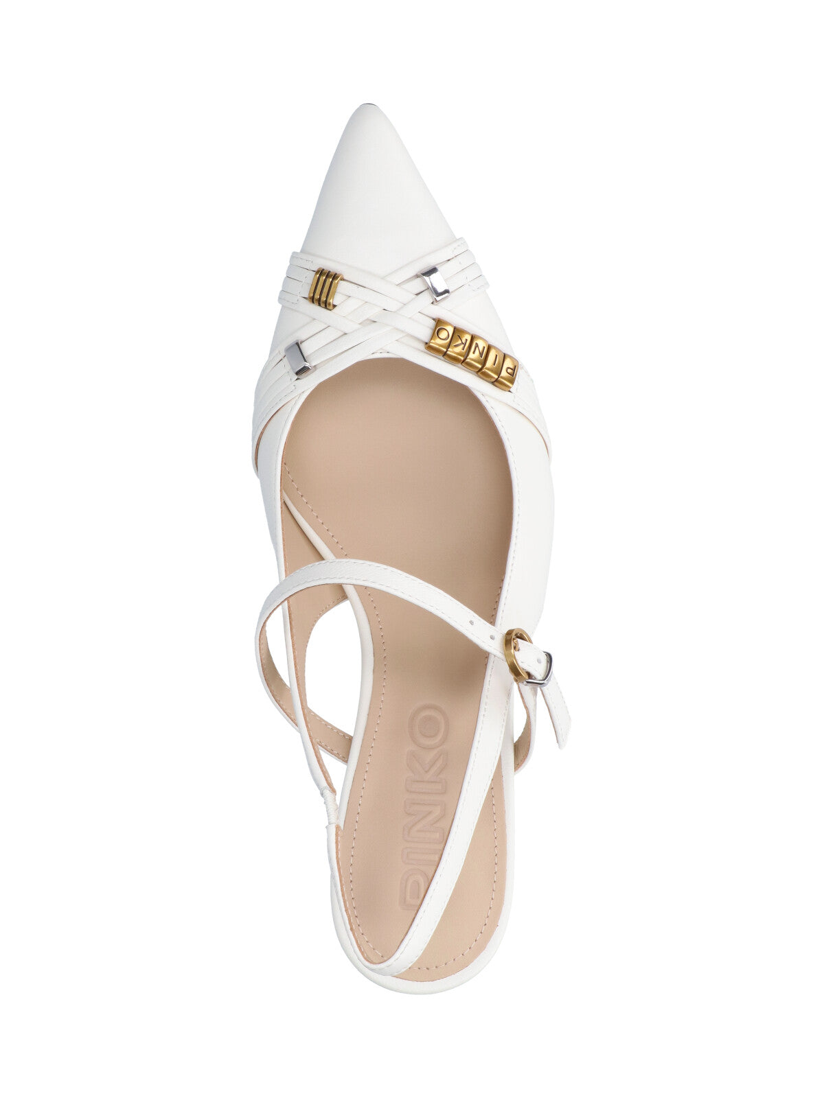 White Gloria 18 Leather Slingback Pumps