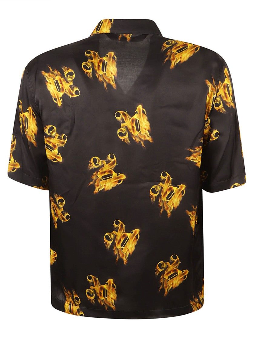 Short-Sleeved Shirt With Flame Motifs