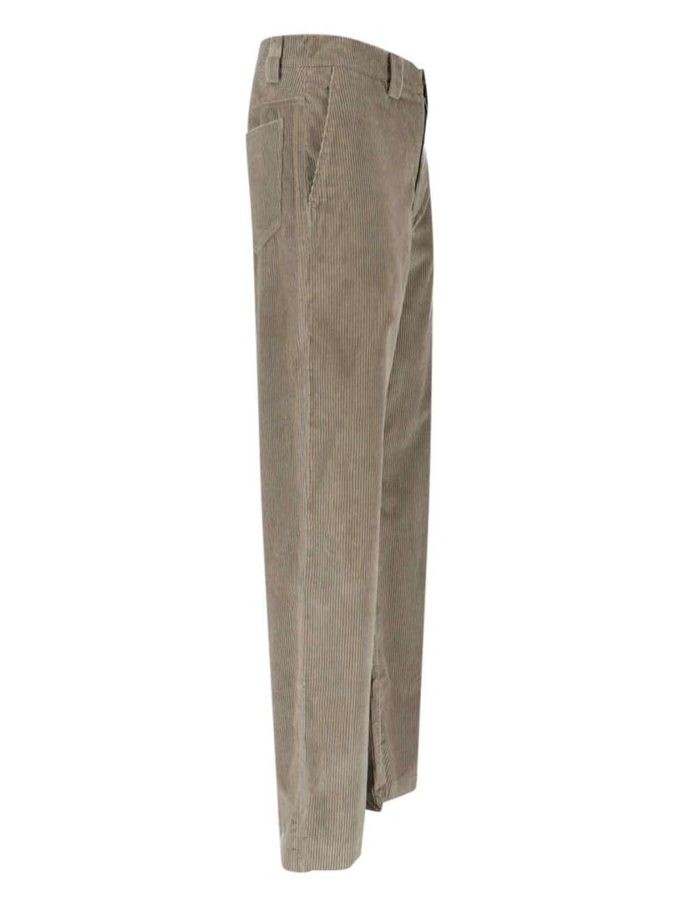 Wide-Leg Trousers With High Waist And Textured Corduroy