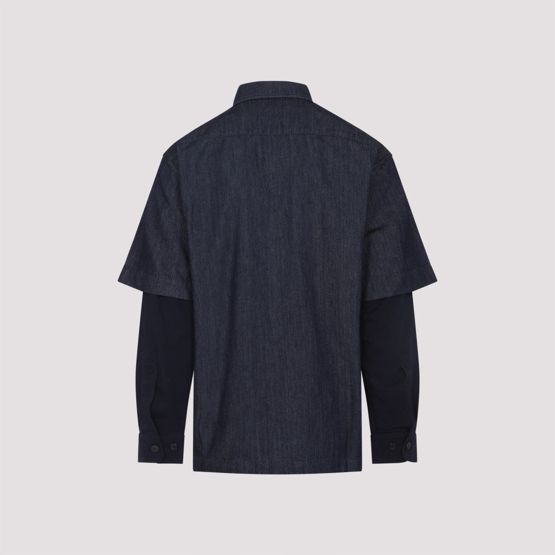 Layered Denim And Fabric Casual Shirt