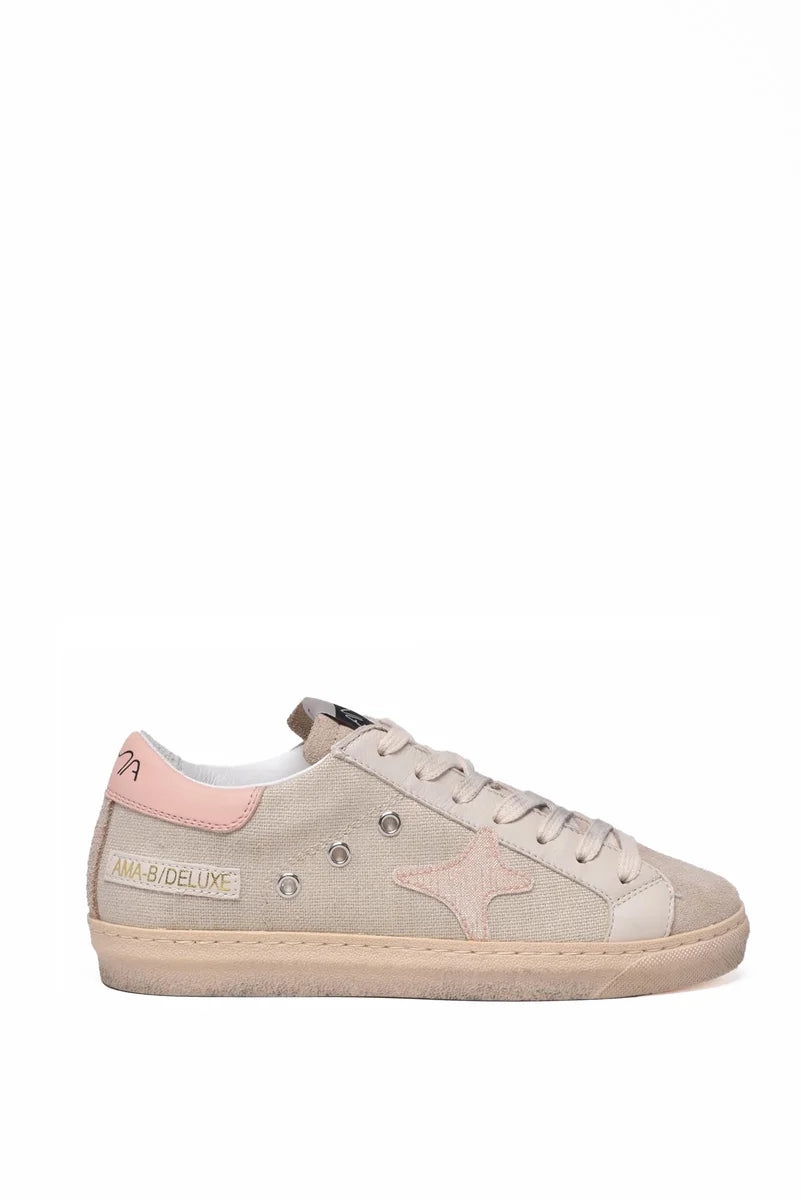 Low-Top Sneakers with Subtle Pink Accents