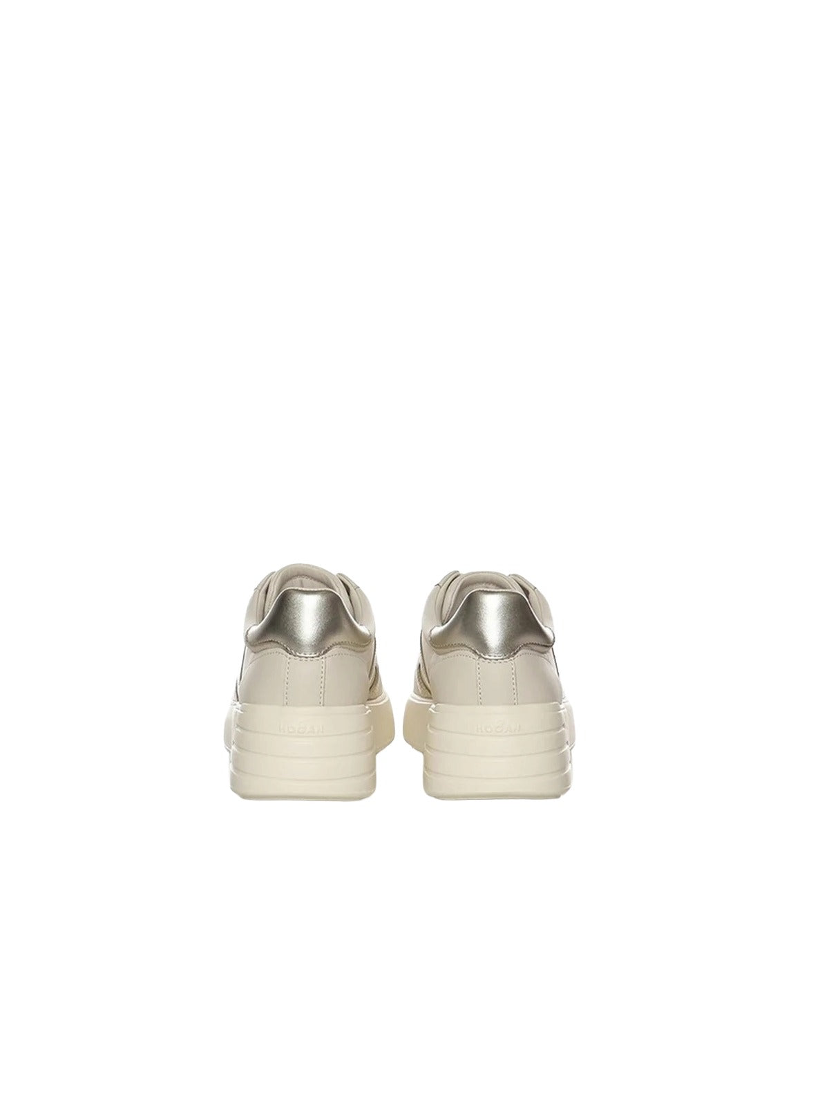 Perforated Cream Sneakers With Cushioned Sole