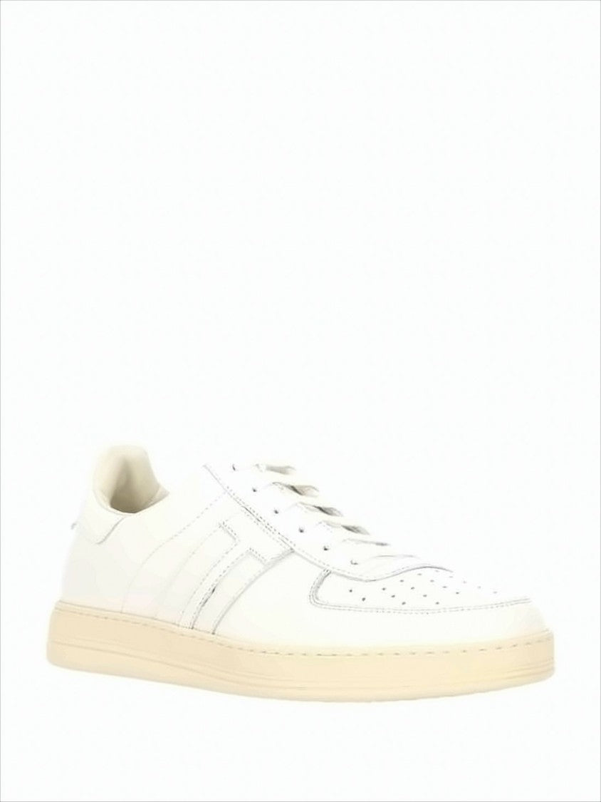 Low-Top Calf Leather Sneakers With Perforated Detailing