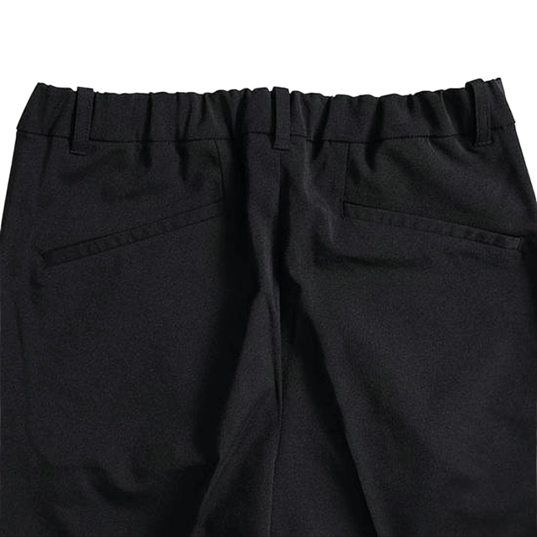 Straight Pants With Elastic Waistband And Side Pockets