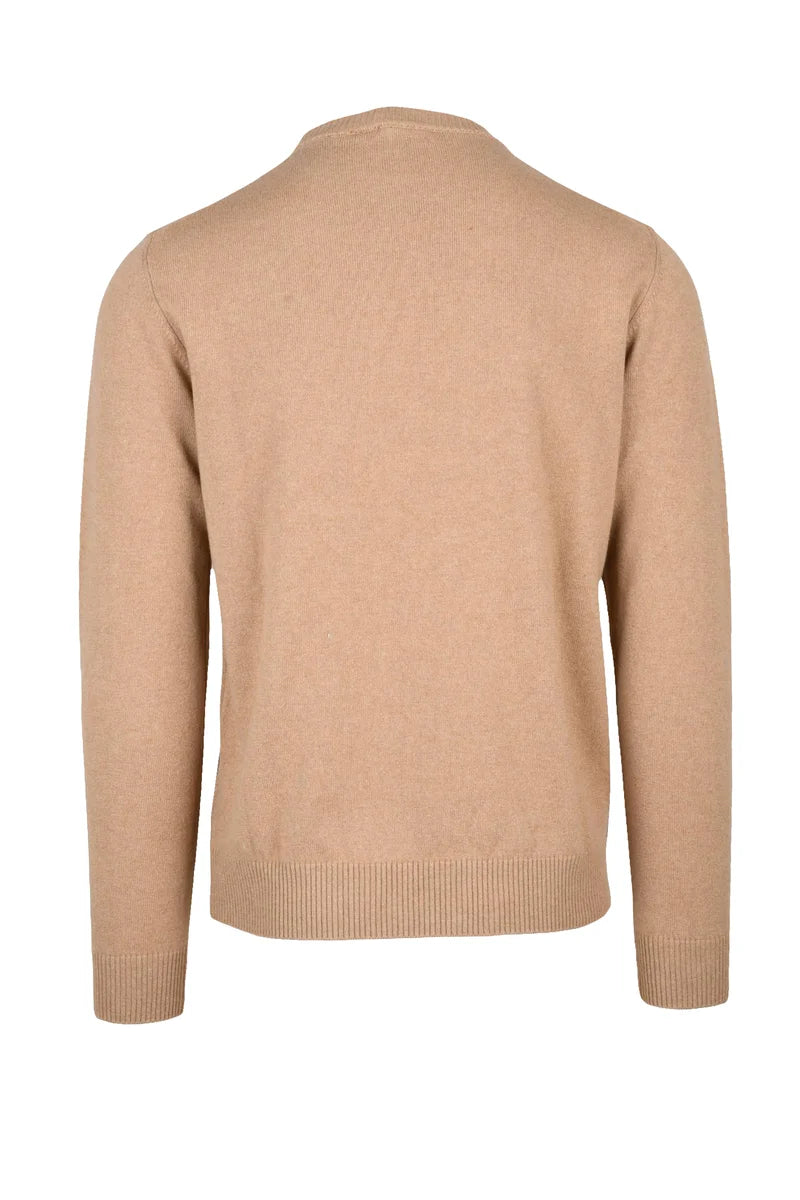 Beige Fine-Knit Cashmere-Silk Blend Pullover