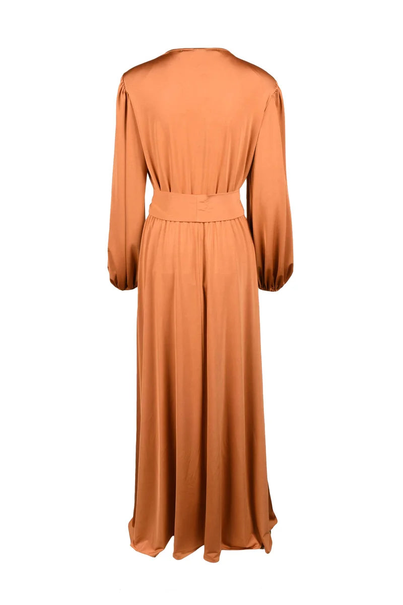 Midi-Length Dress with Wrap Bodice