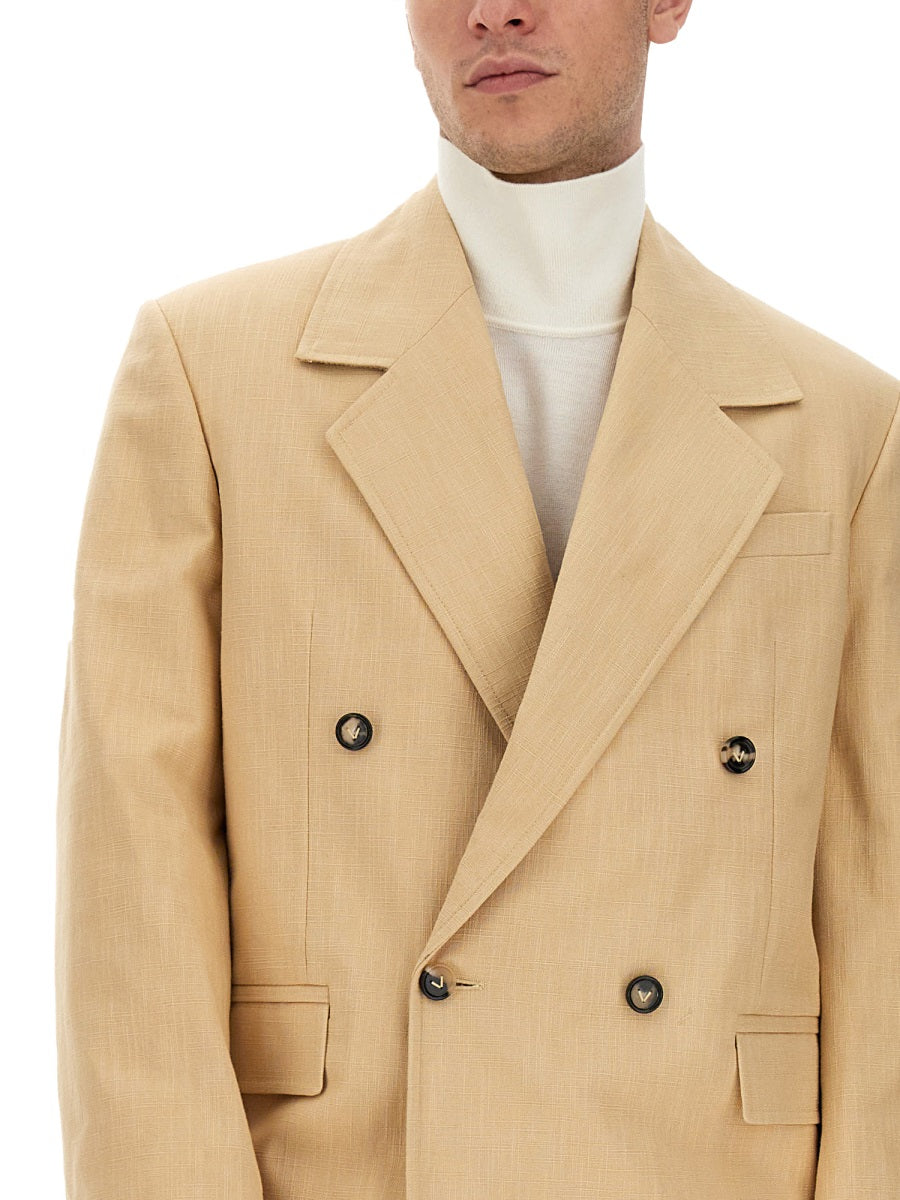 Double-Breasted Jacket with Notched Lapels and Tailored Fit