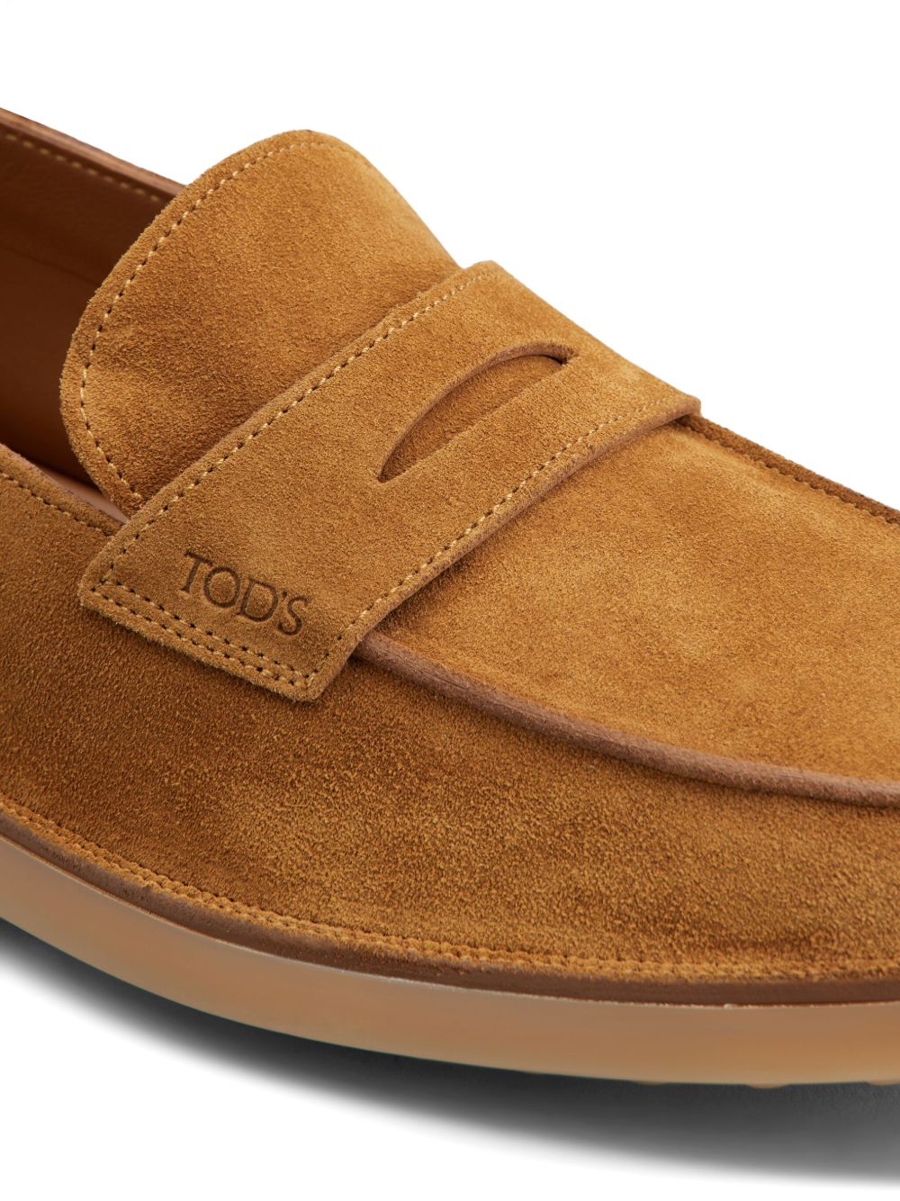 Slip-On Loafers with Gommino Sole in Caramel Brown Suede