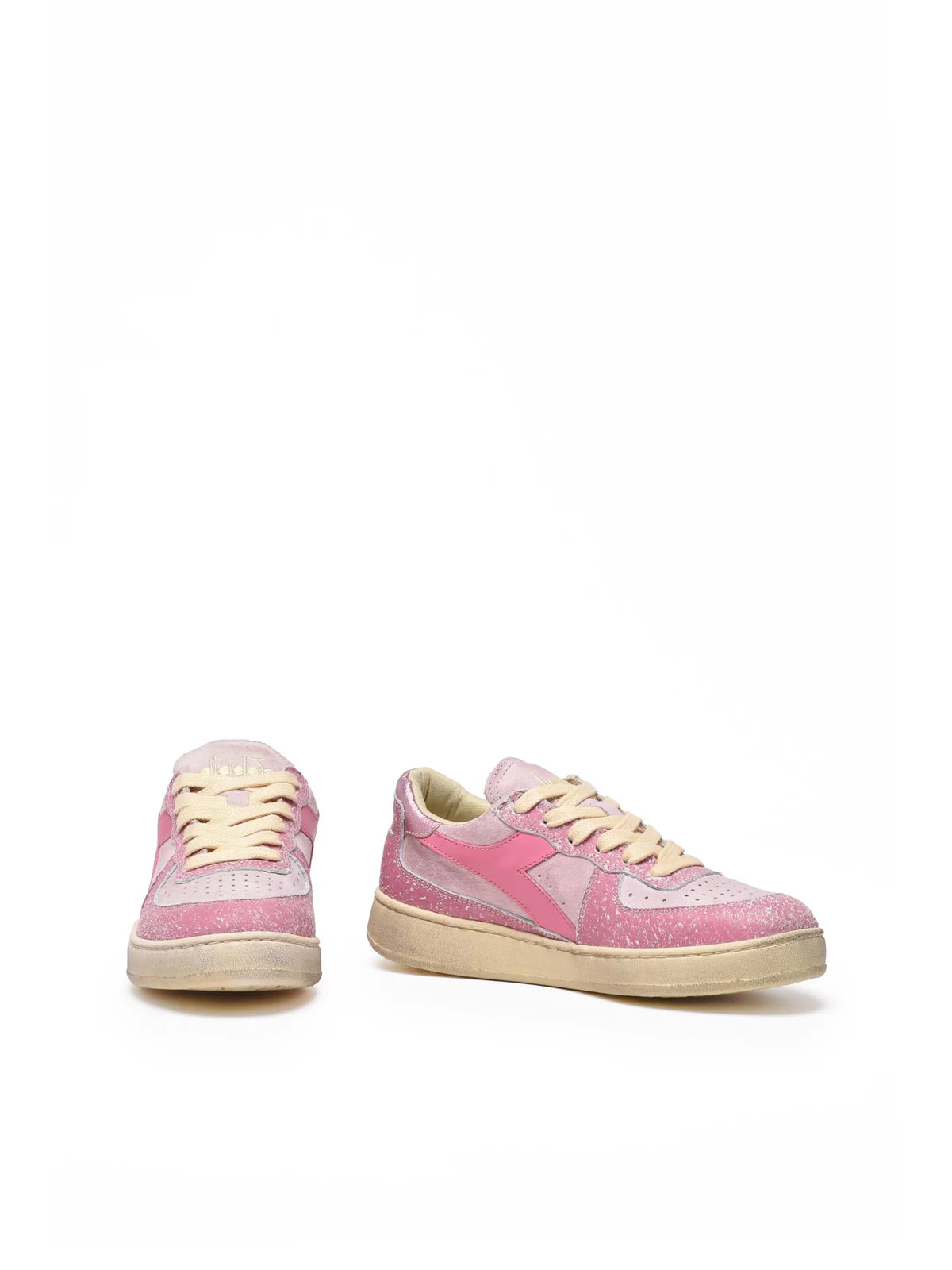 Pink Leather Basket Sneakers