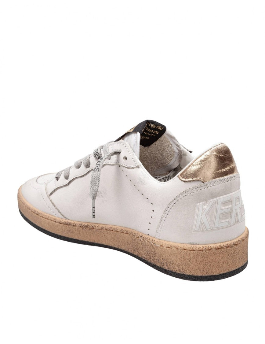 Ballstar Sneakers In White And Gold Leather