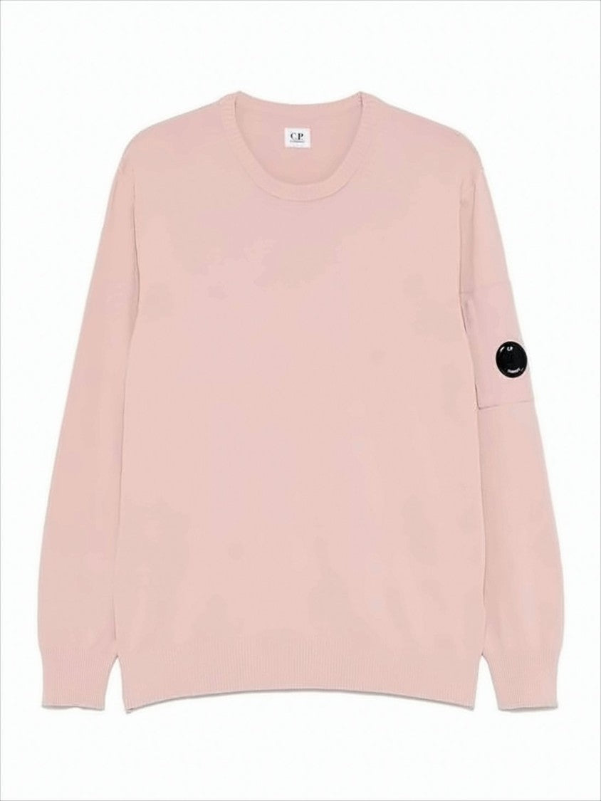 Light Pink Cotton Sweater with Classic Crew Neck