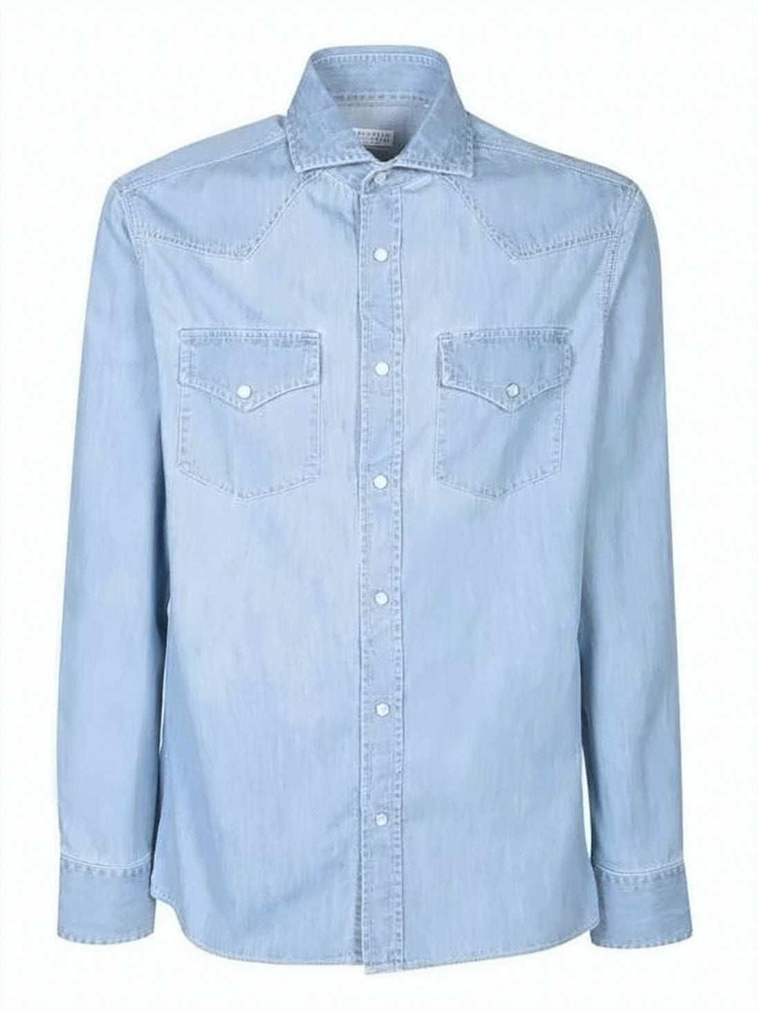 Lightweight Denim Shirt with Classic Collar