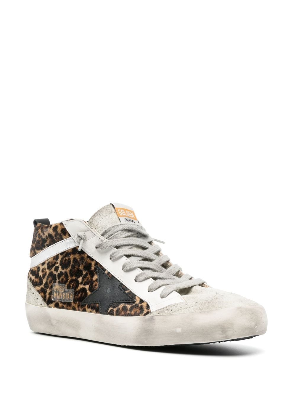 Leopard Print Silk and Nylon Mid-Top Sneakers