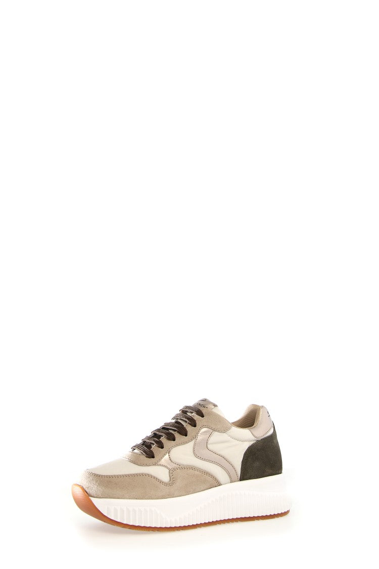 Luxurious Leather And Suede Sneakers With Gold Accents And Comfortable Eva Sole