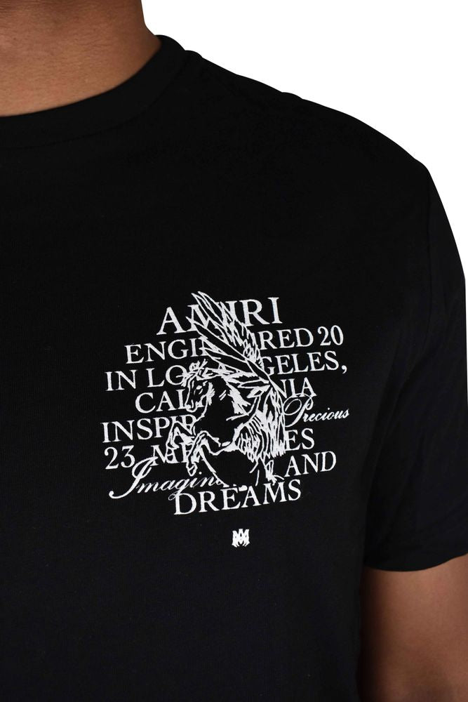 Graphic Black Cotton T-Shirt With Unicorn Illustration