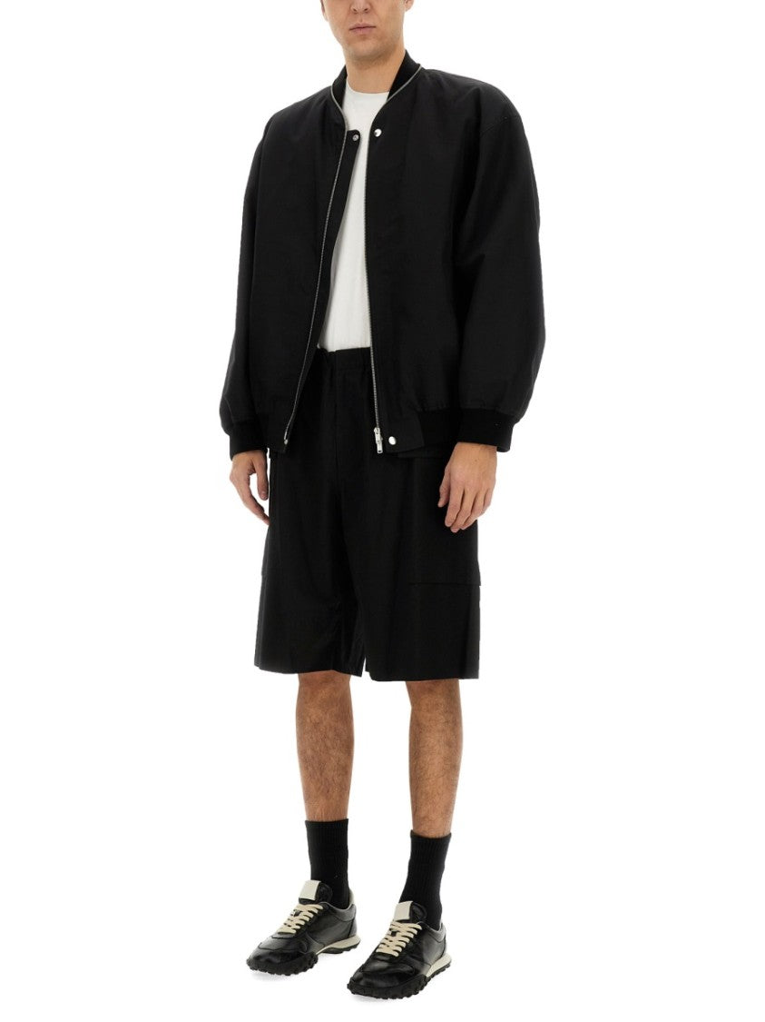 Oversized Cotton Bomber Jacket With Ribbed Cuffs