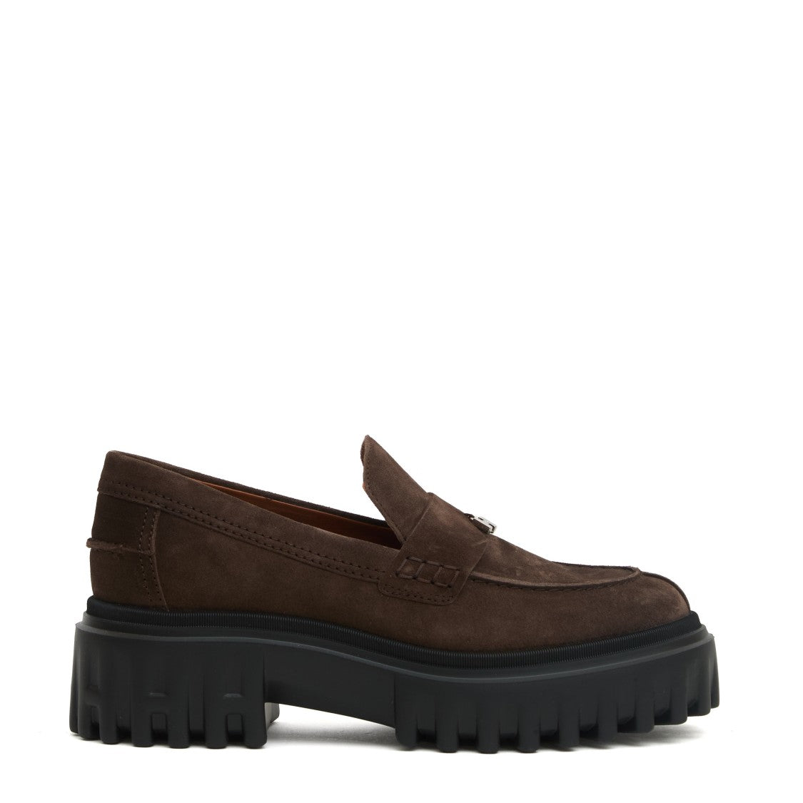 Brown Nubuck Leather Chunky-Soled Loafers