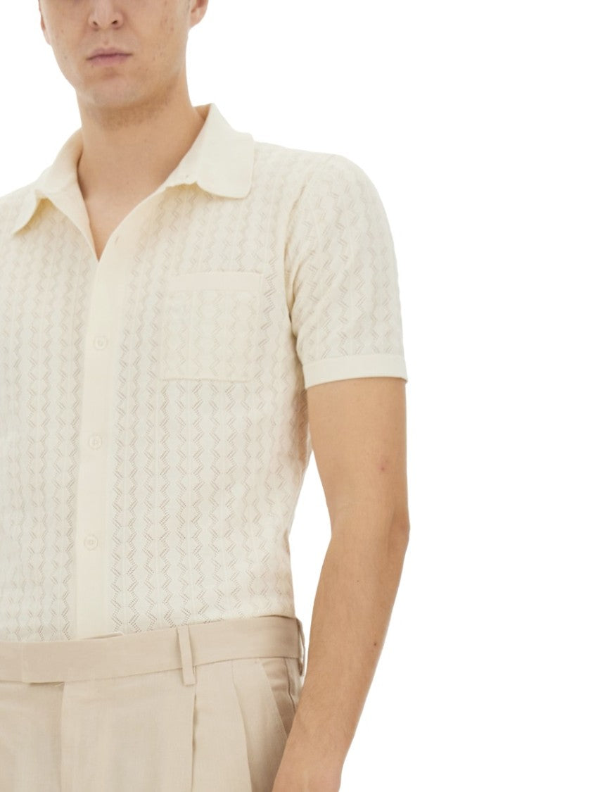 Perforated Cotton Knit Shirt