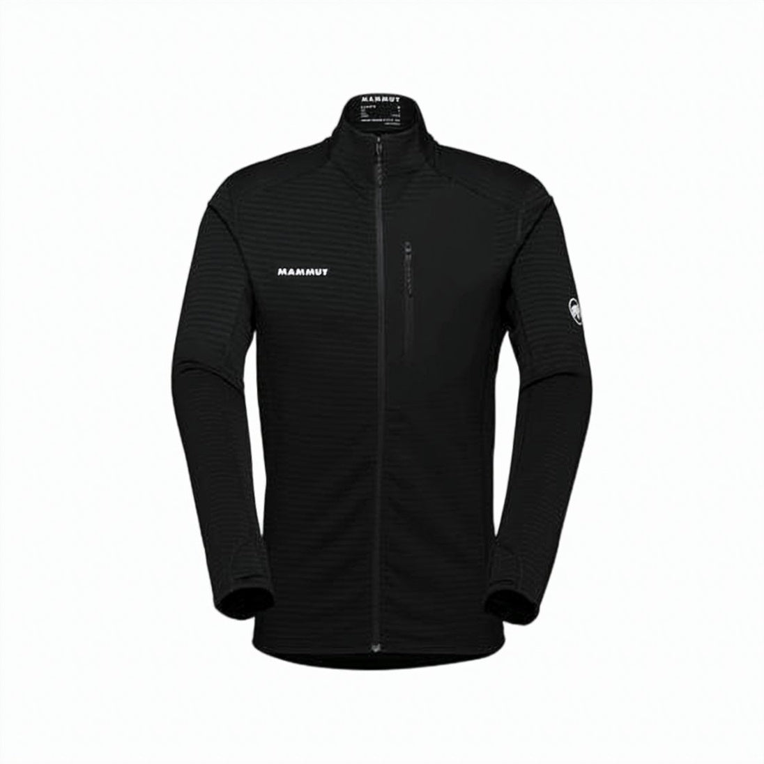 Fitted Black Long Sleeve Top with Textured Pattern