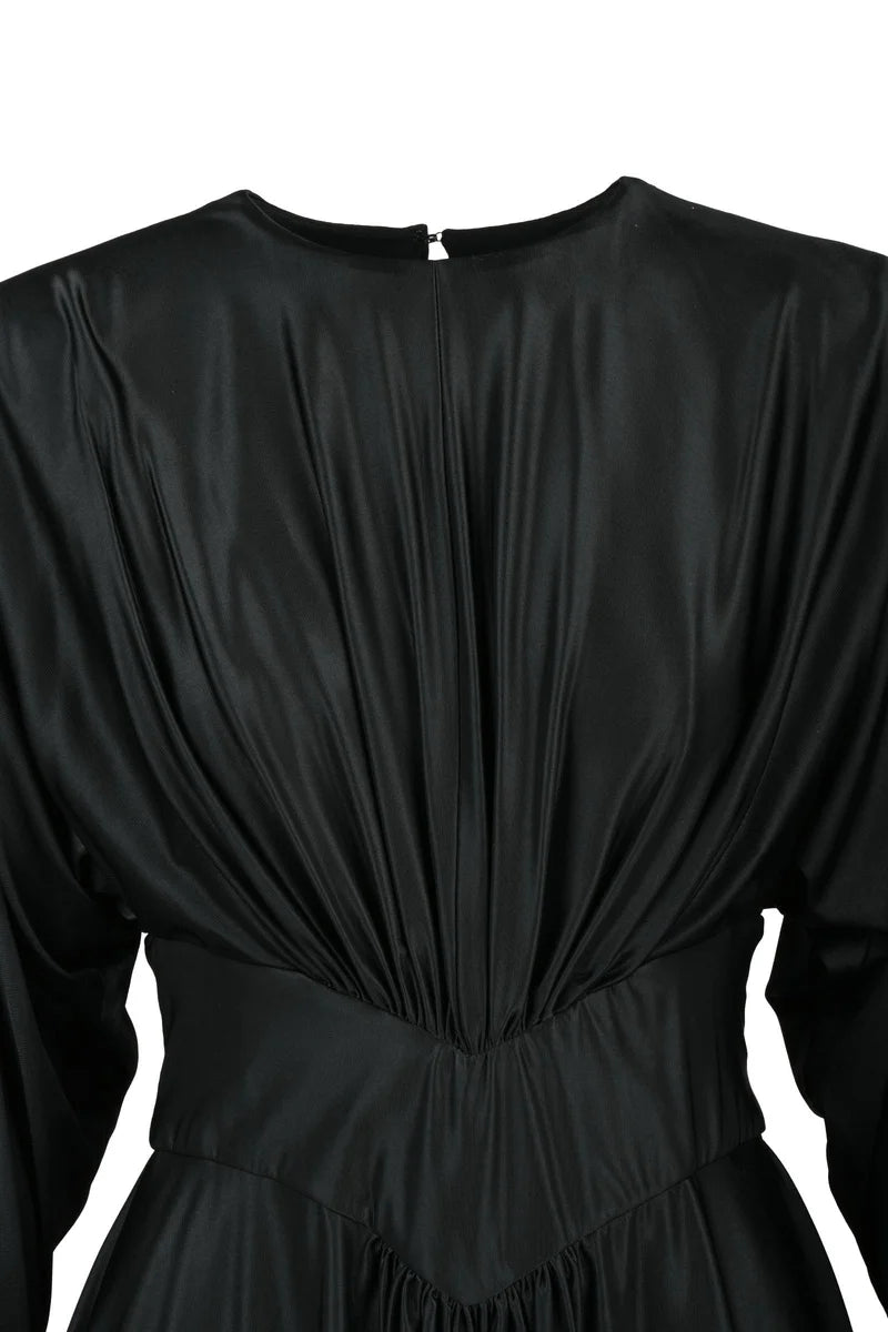 Asymmetric Lycra Dress - Black