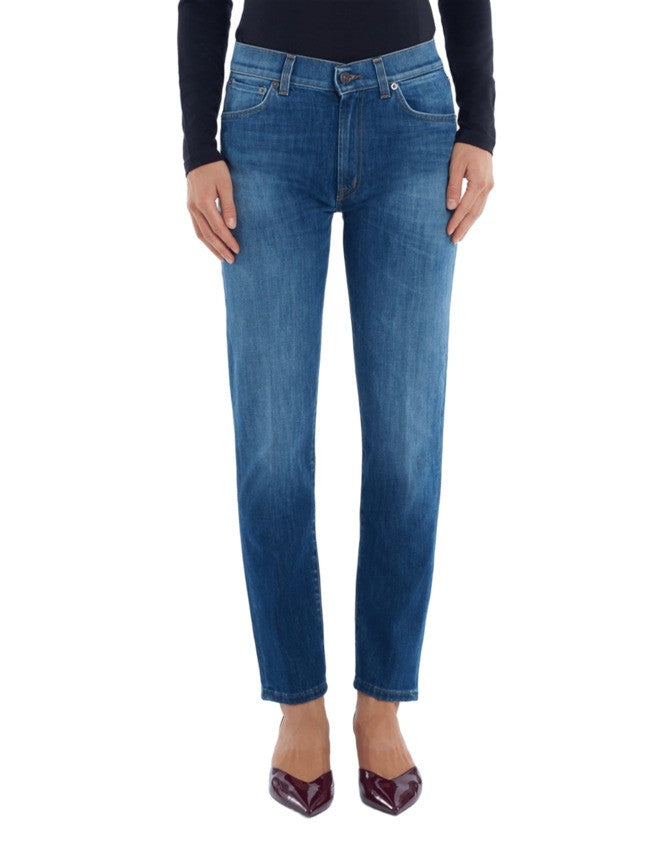Medium Blue Straight-Leg Jeans With Classic Five-Pocket Design