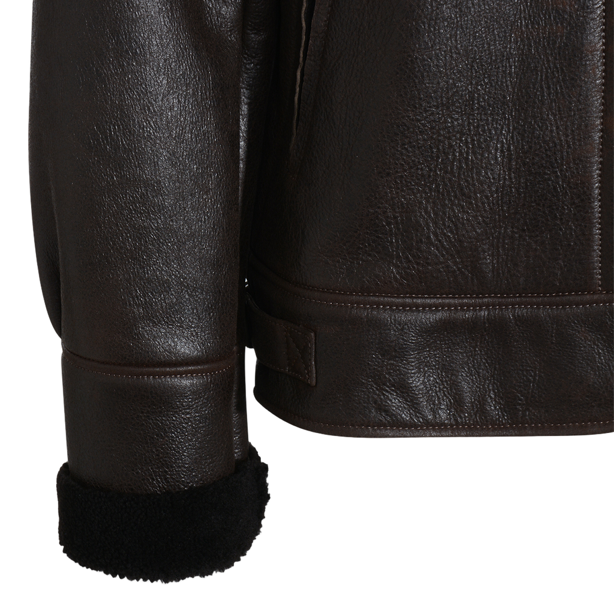 Dark Brown Leather Jacket with Shearling Collar