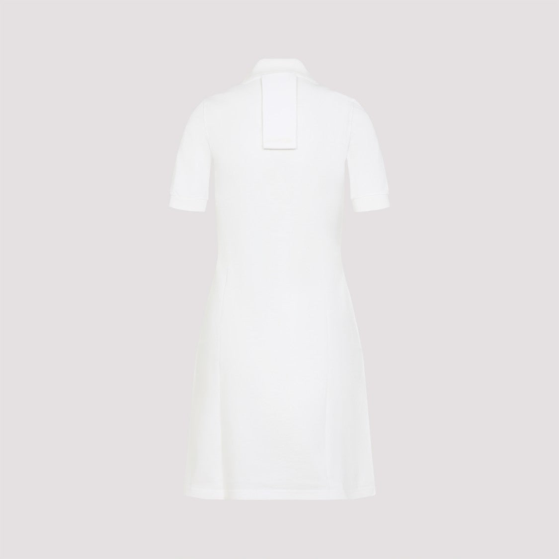 A-Line White Cotton Dress With Polo Collar