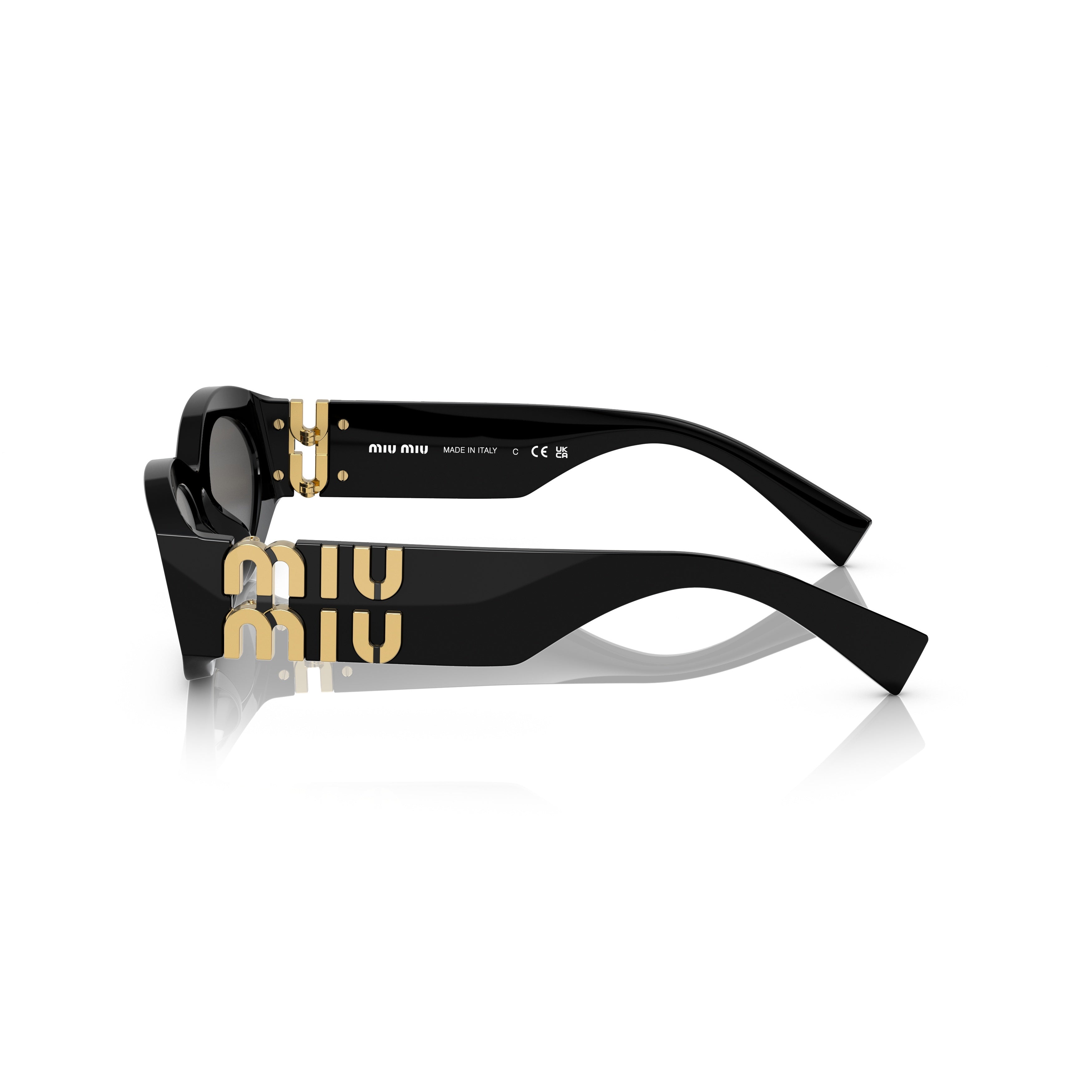 0mu 11ws Elongated Oval Black Acetate Sunglasses