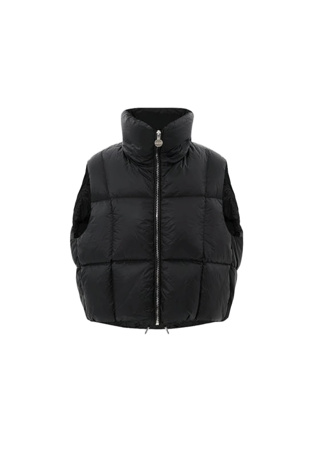 Puffy Vest With High Collar And Front Zipper