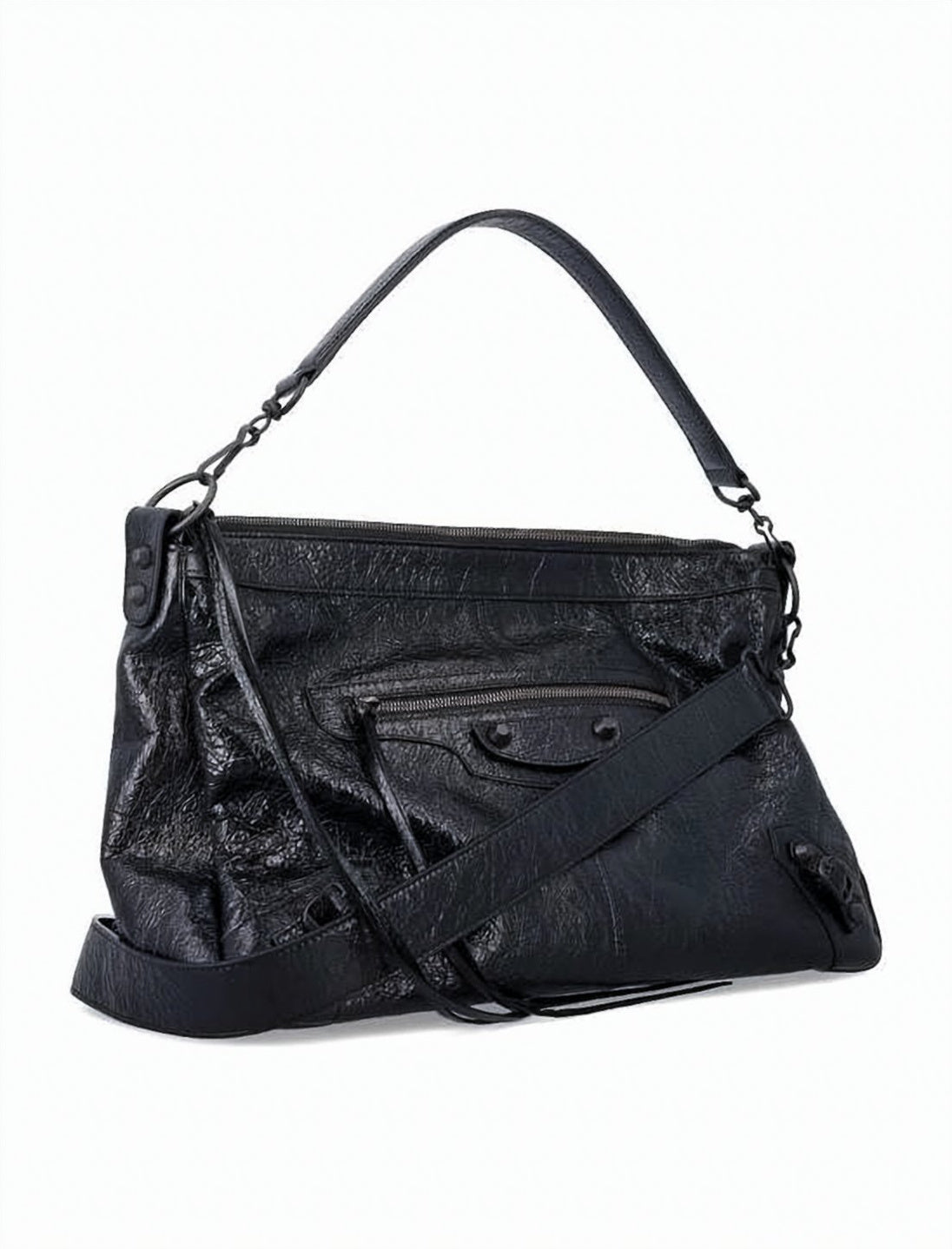 Textured Lambskin Tote Bag with Zip Pocket