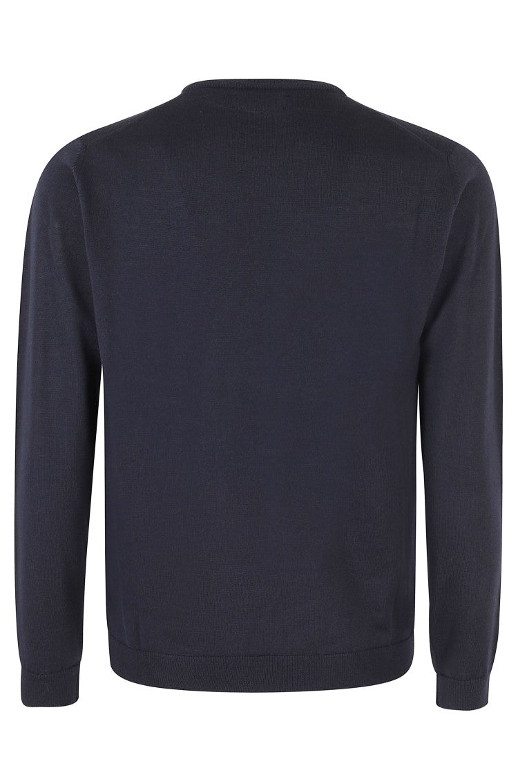 Navy Crew Neck Sweater With Long Sleeves