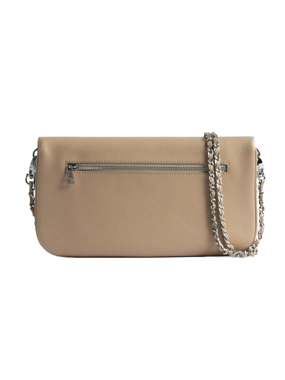 Pebbled Texture Rectangular Clutch with Wing Emblem