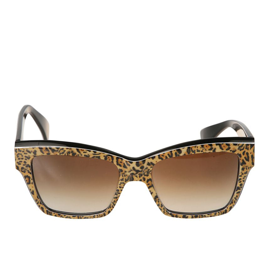 Charm Rectangular Leopard Print Sunglasses with Gradient Brown Lenses