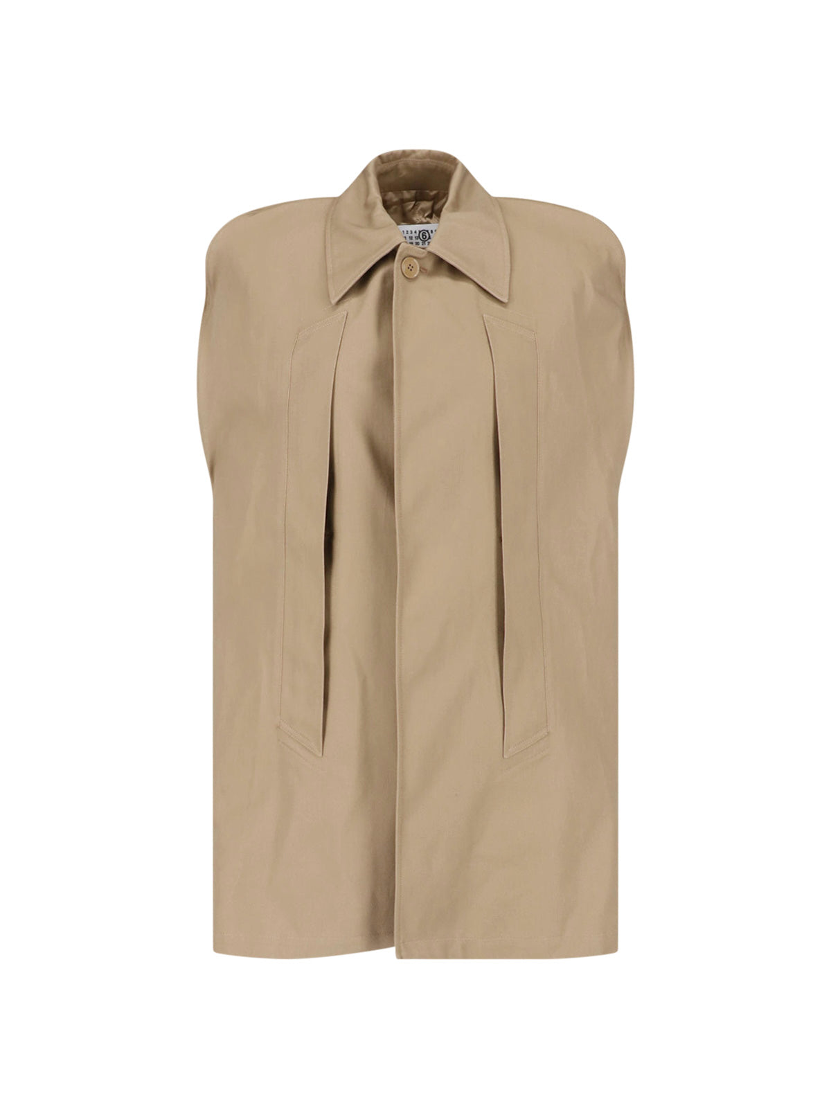 Boxy Beige Jacket with Padded Shoulders