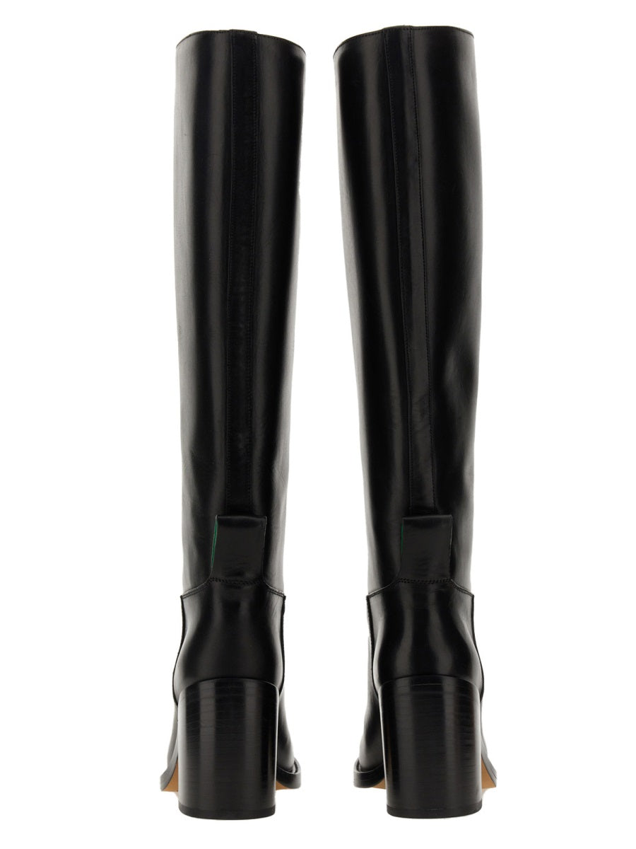 Brown Leather Boots with 9 cm Heel