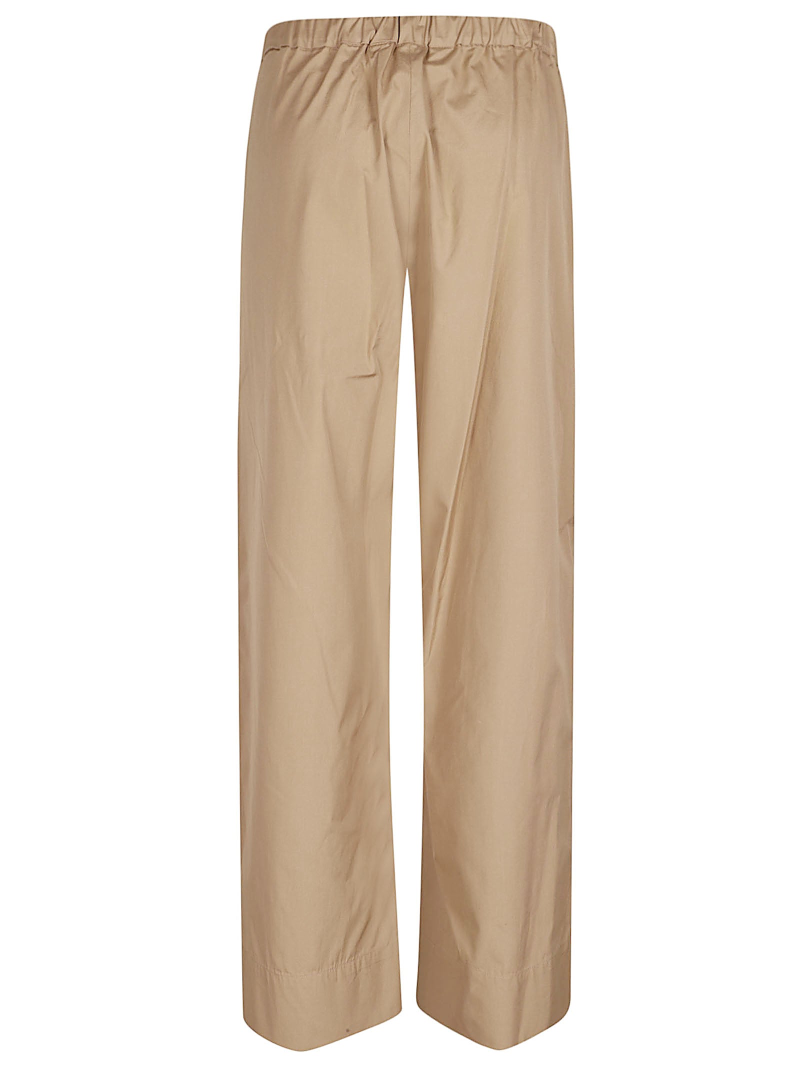 Cropped Straight-Leg Trousers with Elastic Waistband and Drawstring