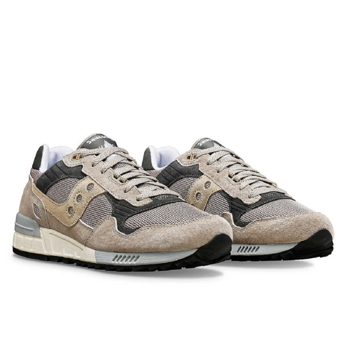 Beige Suede And Mesh Sneakers With Cushioned Sole