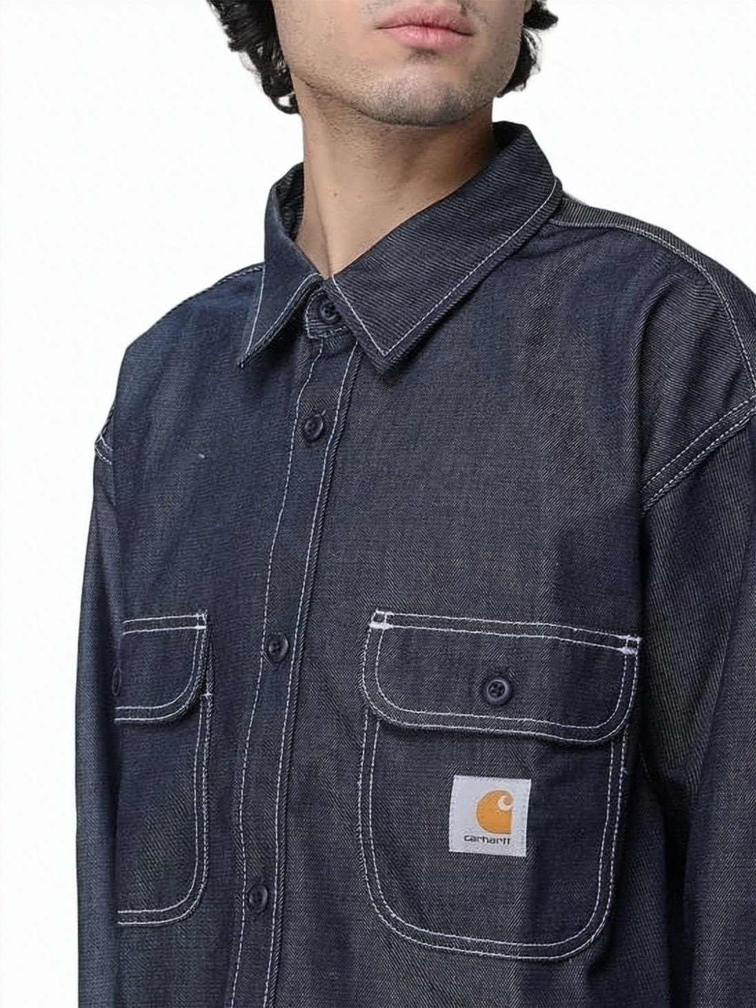 Deep Indigo Blue Denim Jacket with Flap Pockets