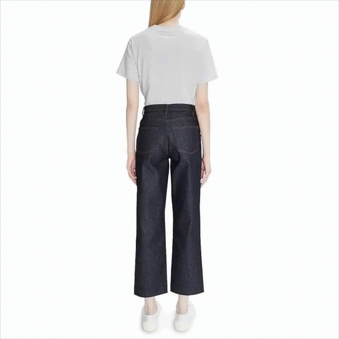 High-Waisted Straight-Leg Denim Pants