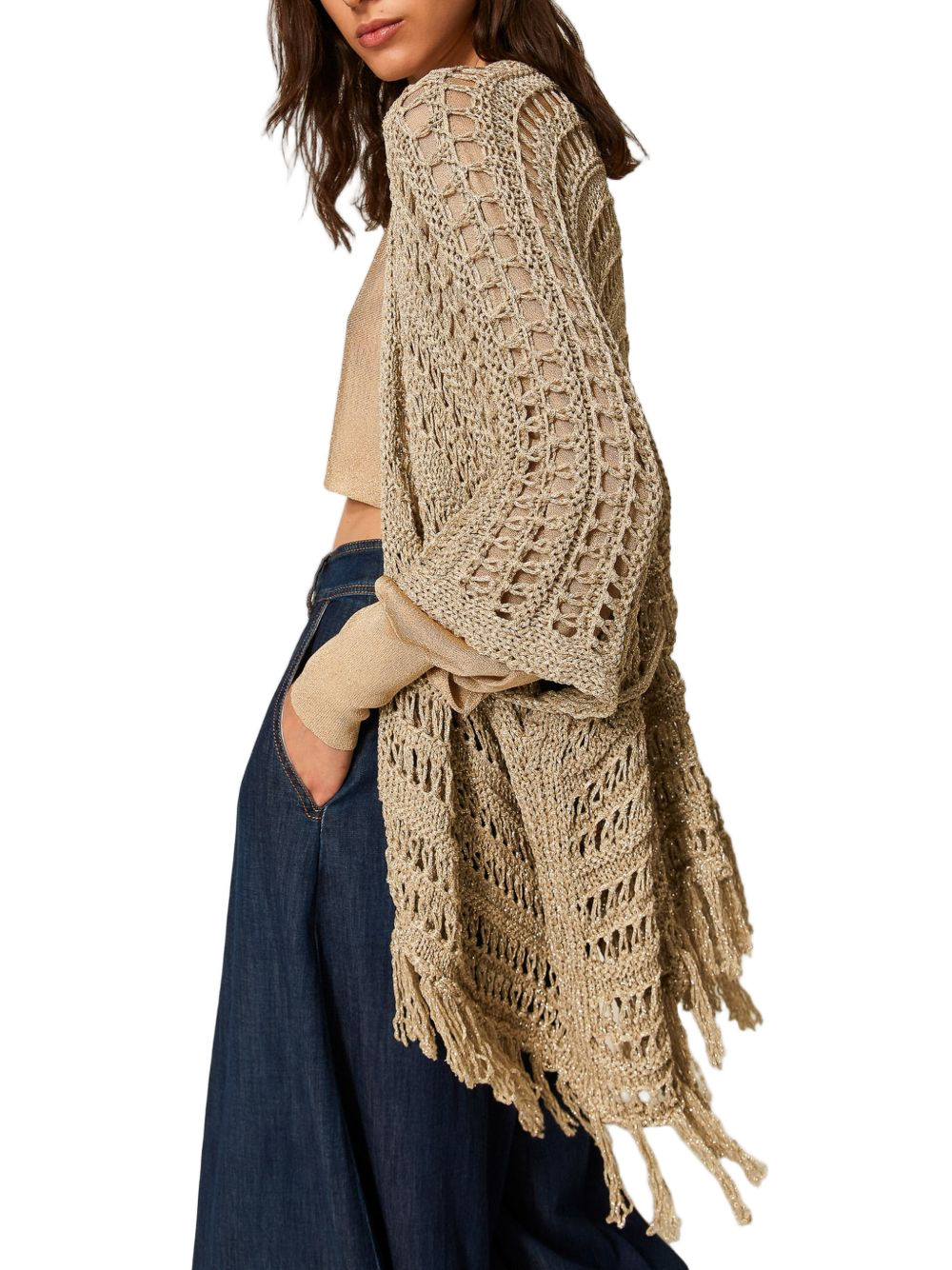 Knitted Open-Front Shawl