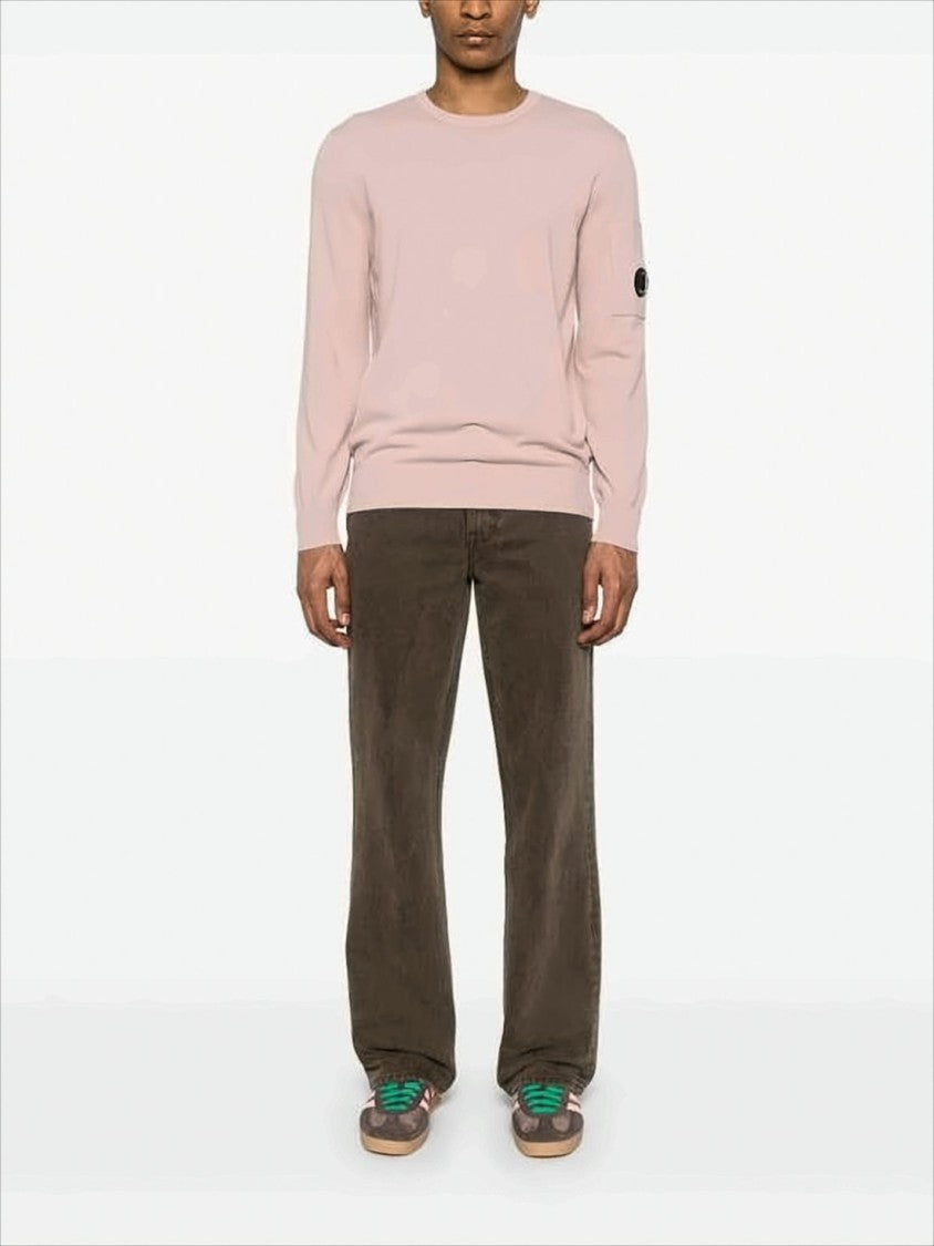 Light Pink Cotton Sweater with Classic Crew Neck