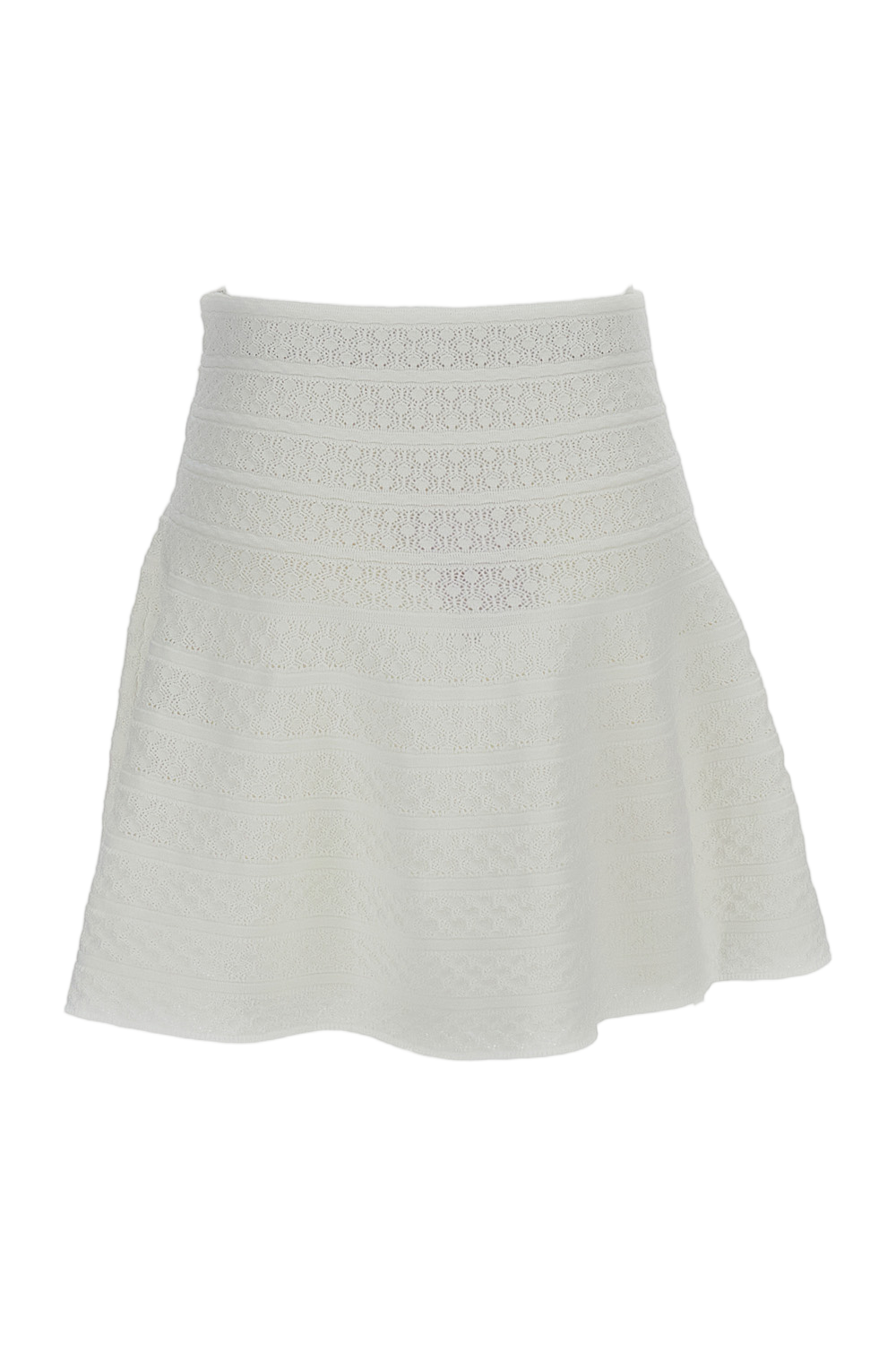 White Pointelle Knit Mini Skirt
