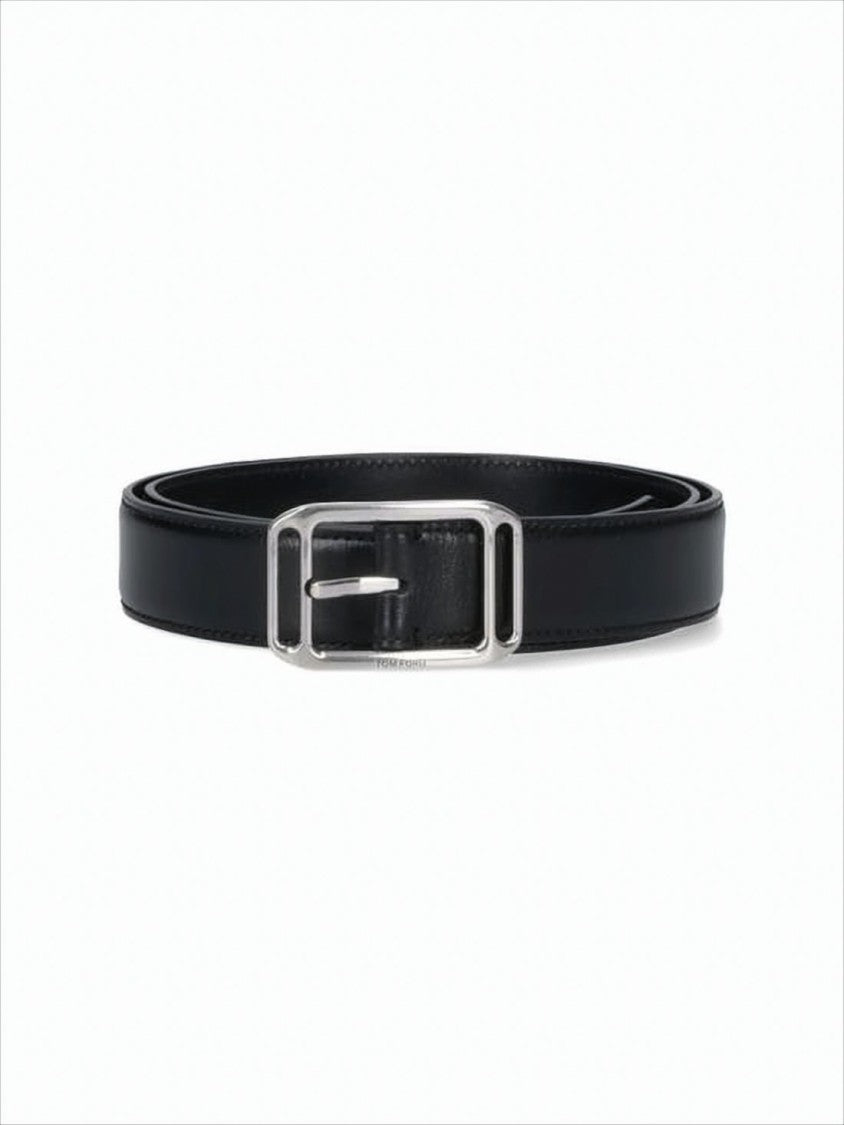 Polished Black Calf Leather Belt