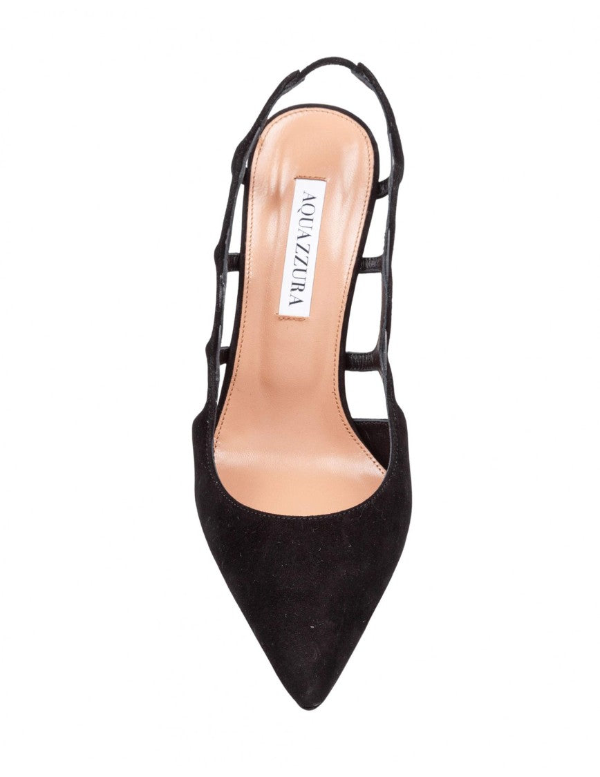 Suede Black Decollete' Bootie Pump 85