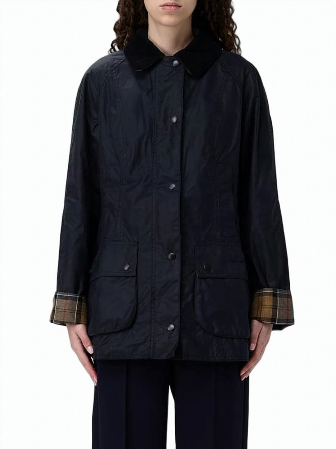Matte Finish Waxed Cotton Jacket with Corduroy Collar