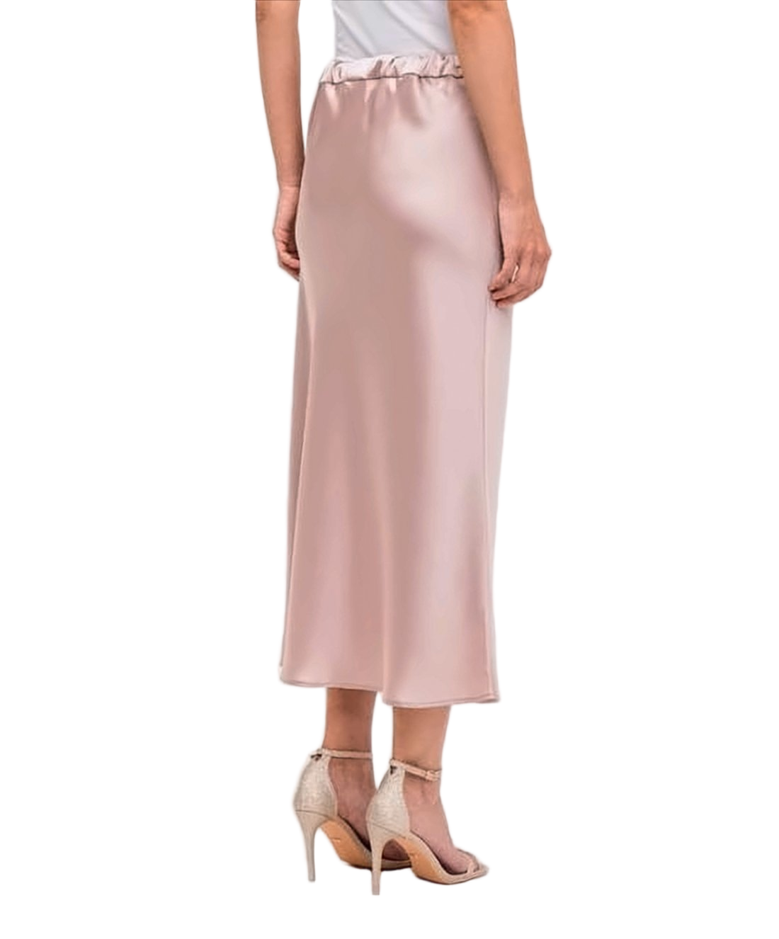 Silky Midi Skirt with Elastic Waistband