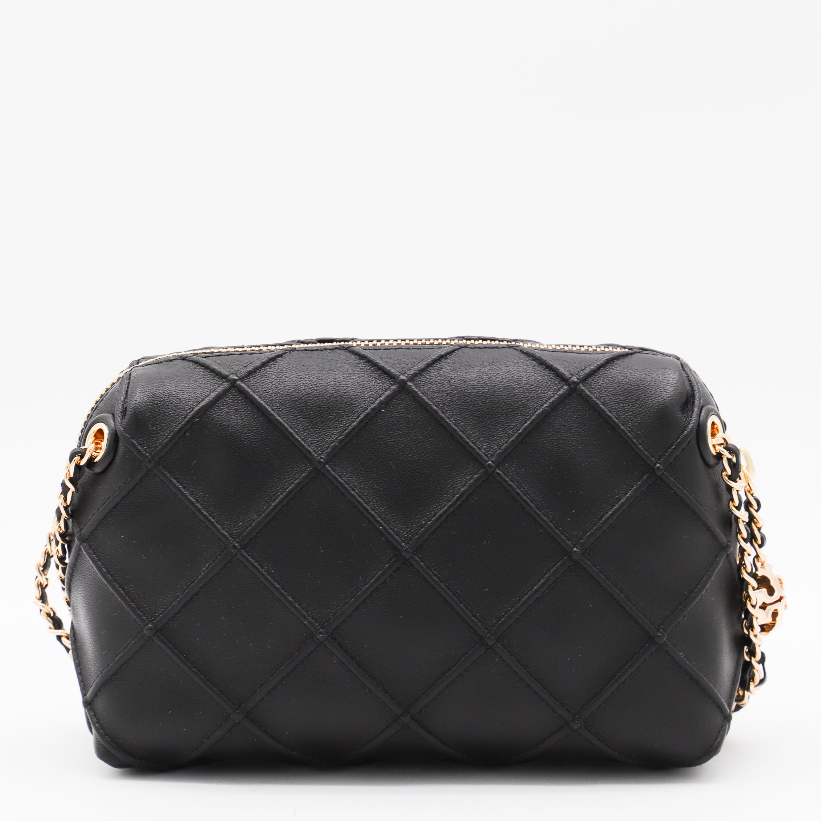 Black Leather Fleming Crossbody Bag